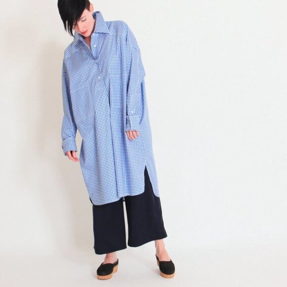 FFIXXED STUDIOS Women Chingy Shirt Dress Long Sleeve Cotton Blue White Size M - Picture 4 of 9